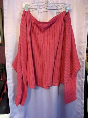 SHEIN Raspberry Pink Ribbed Off-Shoulder Sweater